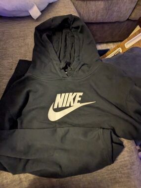 Nike Black Hoodie with White Swoosh Logo